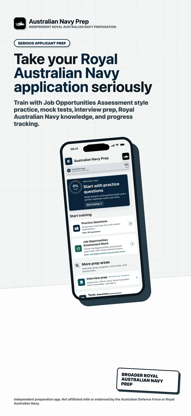 Australian Navy Prep shown on iPhone