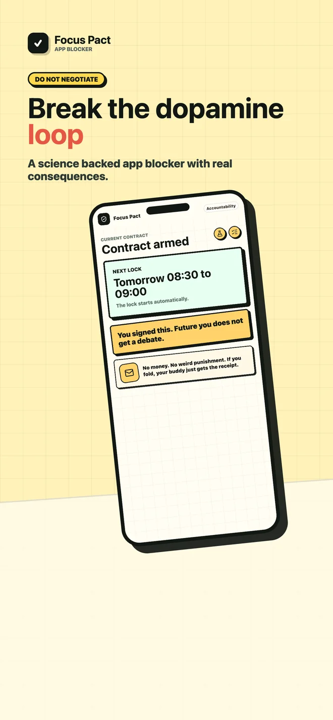Focus Pact: App Blocker shown on iPhone