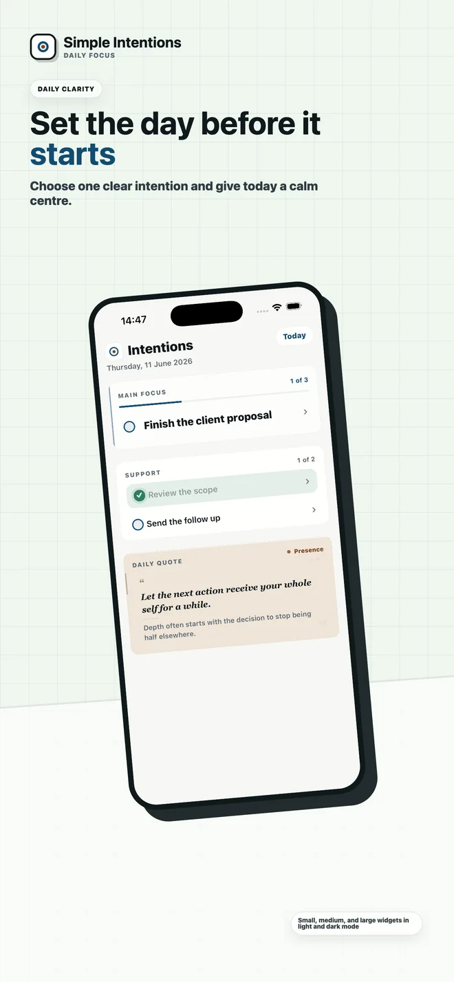 Today Focus: Daily Widget shown on iPhone